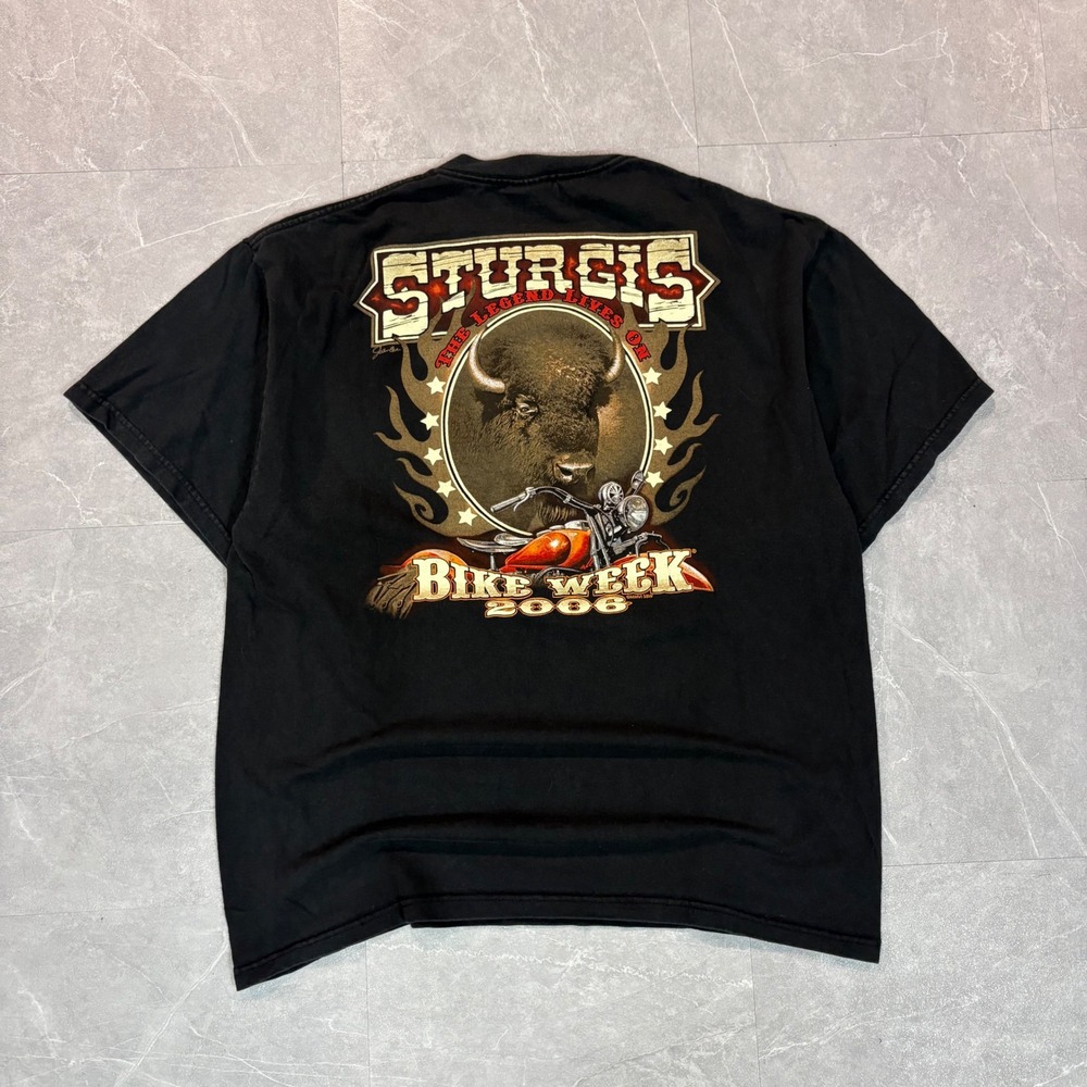Vintage 2006 Sturgis Bike Week T Shirt Mens Large Black Delta Pro Weight Buffalo